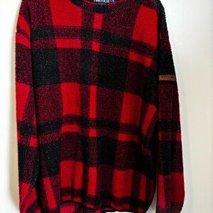 Nautica Men's Bold Red and Black Checkered Sweater